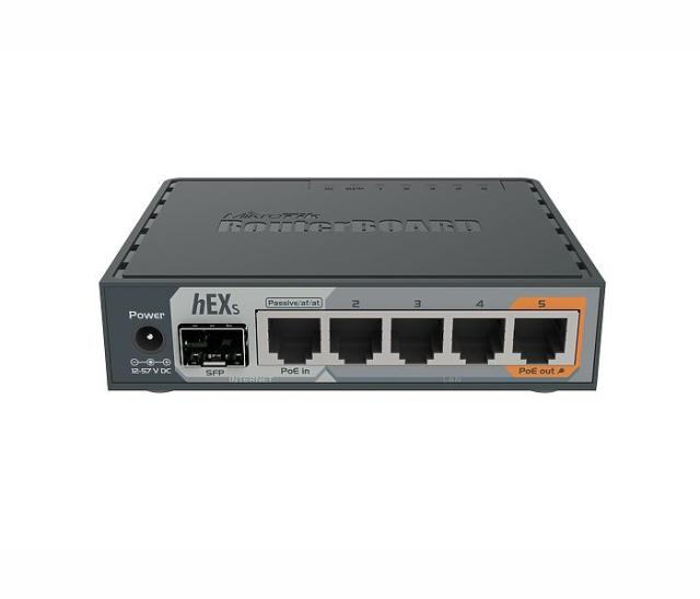 Рутер MikroTik hEX S RB760iGS, 5x 10/100/1000, 1x SFP, PoE, USB 2.0