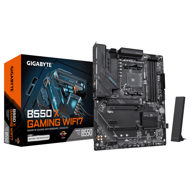 Дънна платка GIGABYTE B550 X GAMING WIFI7, AM4, 4x DDR4, 2x M.2, 4x SATA 6Gb/s, HDMI, DisplayPort, ATX