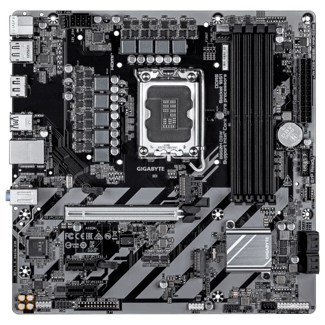 Дънна платка GIGABYTE B860M D3W, LGA1851, 4x DDR5, 2x M.2, 4 x SATA 6Gb/s, HDMI, DisplayPorts, Micro ATX 
