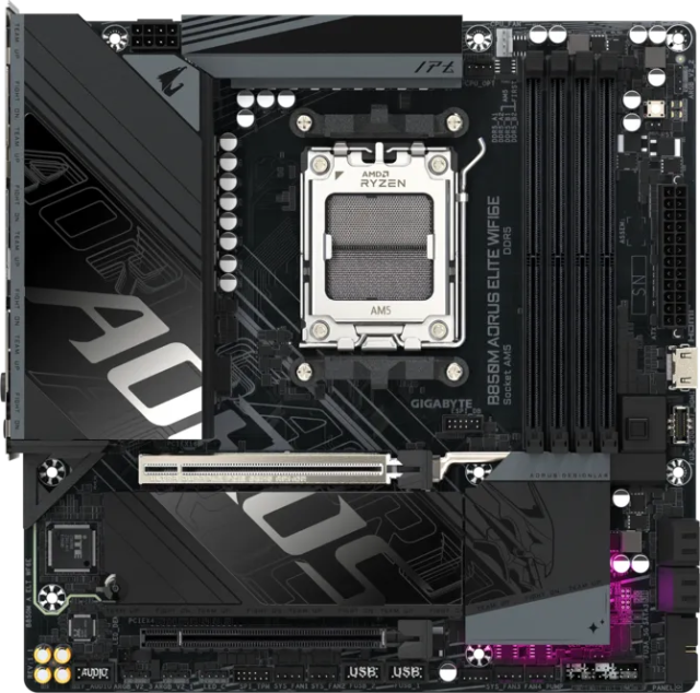 Дънна платка GIGABYTE B850M AORUS ELITE WF6E, AM5, 4x DDR5, 2x M.2, 4x SATA 6Gb/s, DisplayPort, Micro ATX
