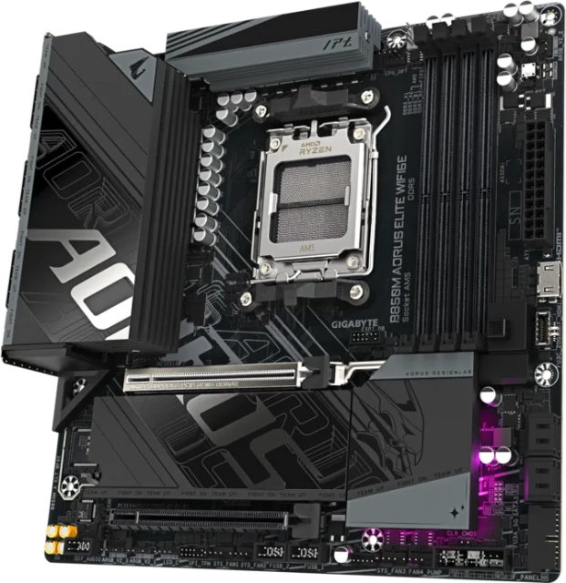 Дънна платка GIGABYTE B850M AORUS ELITE WF6E, AM5, 4x DDR5, 2x M.2, 4x SATA 6Gb/s, DisplayPort, Micro ATX