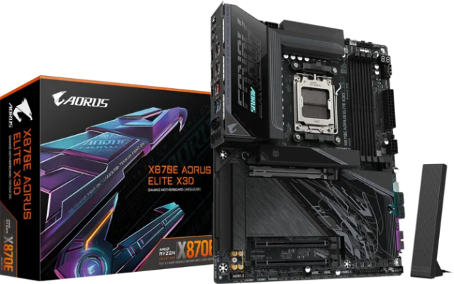 Дънна платка Gigabyte X870E AORUS ELITE X3D, AM5, 4x DDR5, 4x M.2, 4x SATA 6Gb/s, HDMI, ATX