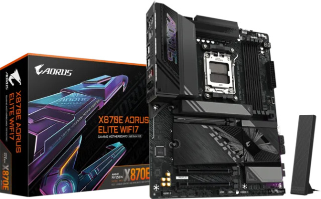 Дънна платка GIGABYTE X870E AORUS ELITE WIFI7 (Rev. 1.2) AM5, 4x DDR5, 4x M.2, 4x SATA 6Gb/s, HDMI, ATX