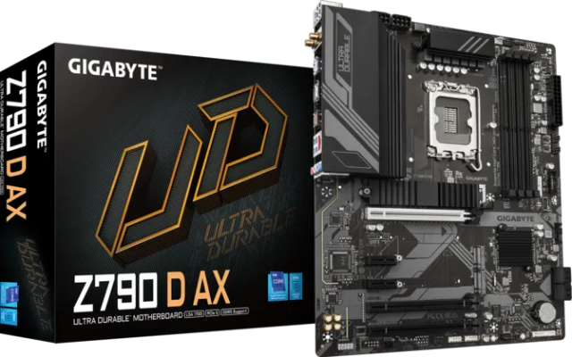 Дънна платка Gigabyte Z790 D AX, LGA1700, 4x DDR5, 3x M.2, 4x SATA 6Gb/s, HDMI, DisplayPort, ATX