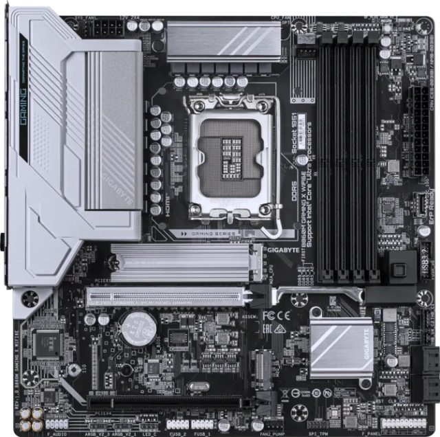Дънна платка Gigabyte B860M GAMING X WIFI6E, LGA1851, 4x DDR5, 2x M.2, 4x SATA 6Gb/s, HDMI, DisplayPort, Micro ATX