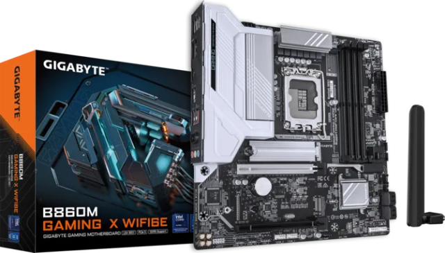 Дънна платка Gigabyte B860M GAMING X WIFI6E, LGA1851, 4x DDR5, 2x M.2, 4x SATA 6Gb/s, HDMI, DisplayPort, Micro ATX