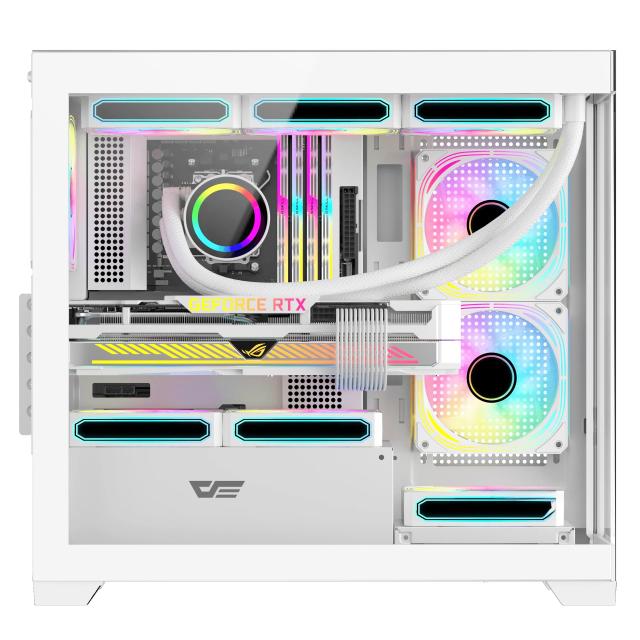 Kутия Darkflash DS900M White, Mini Tower, 1x USB 3.0, 2x USB 2.0, 1x HD Audio, mATX / Mini-ITX