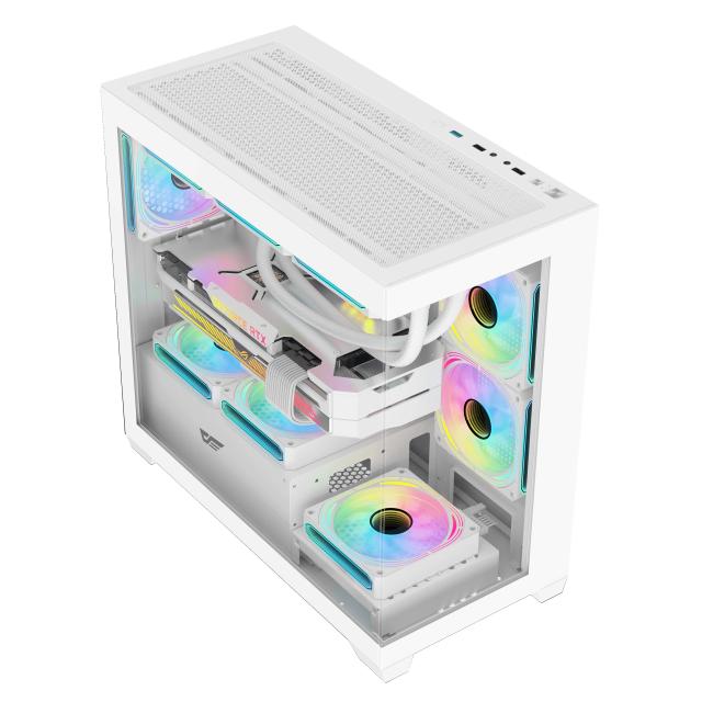 Kутия Darkflash DS900M White, Mini Tower, 1x USB 3.0, 2x USB 2.0, 1x HD Audio, mATX / Mini-ITX