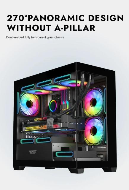 Kутия Darkflash DS900M White, Mini Tower, 1x USB 3.0, 2x USB 2.0, 1x HD Audio, mATX / Mini-ITX