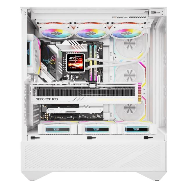 Kутия Darkflash DY460 White, Middle Tower, 1x USB 3.2, 2x USB 3.0, 1x HD Audio, ATX / mATX / Mini-ITX