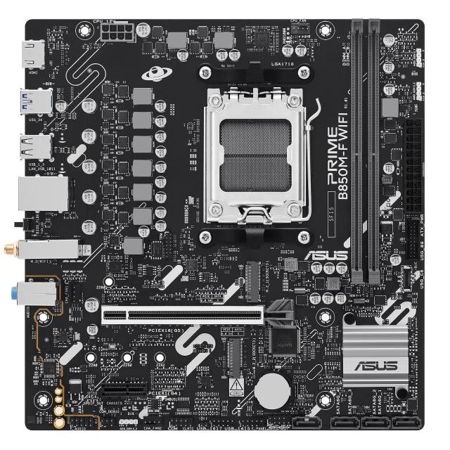 Дънна платка ASUS PRIME B850M-F WIFI, AM5, 4x DIMM, 3x M.2, 4x SATA 6Gb/s, HDMI, DisplayPort