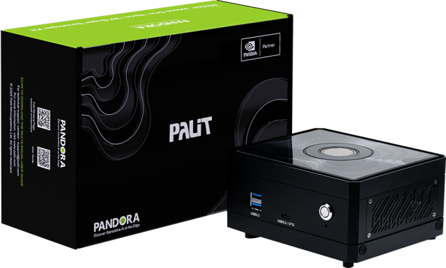 Kомпютър Palit PANDORA NVIDIA Jetson Orin NANO, Arm Cortex 6C (A78AE v8.2 64-bit), 8GB LPDDR5, 128GB M.2 NVMe SSD, Wi-Fi+BT, 2x RJ45 Gigabit Ethernet, HDMI, No OS