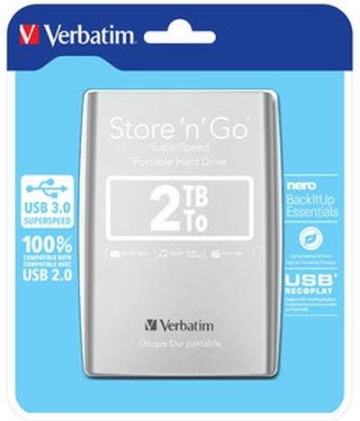Твърд диск Verbatim ext 2TB USB3.0 Silver 2,5"