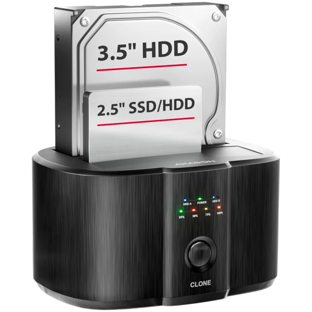 Докинг станция AXAGON 2x 2.5"/3.5" SSD/HDD, USB Type-C