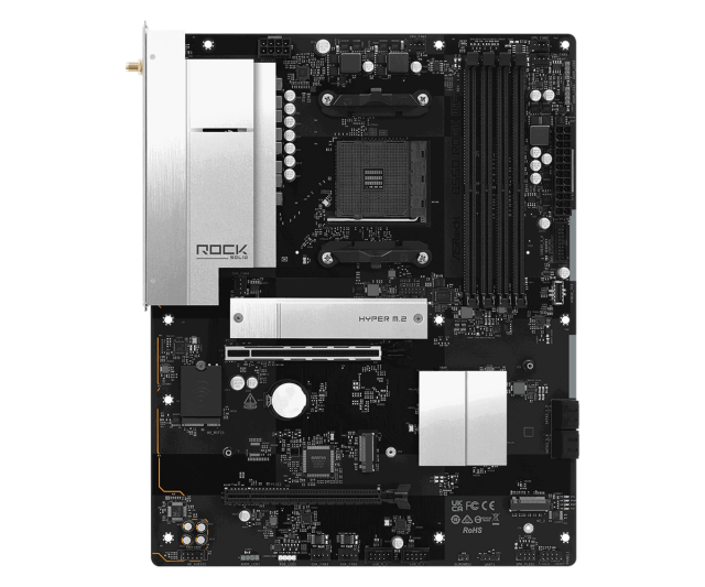 Дънна платка ASRock B550 ROCK WIFI, AM4, 4x DDR4, 3x M.2 NVMe SSD, 4x SATA3 6.0 Gb/s, HDMI, ATX
