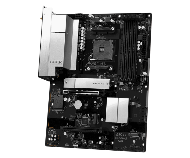 Дънна платка ASRock B550 ROCK WIFI, AM4, 4x DDR4, 3x M.2 NVMe SSD, 4x SATA3 6.0 Gb/s, HDMI, ATX