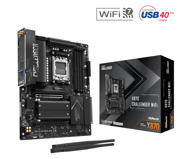 Дънна платка ASRock X870 CHALLENGER WIFI7, AM5, 4x DDR5, 4x M.2 NVMe SSD, 2x SATA3 6.0 Gb/s, HDMI, ATX