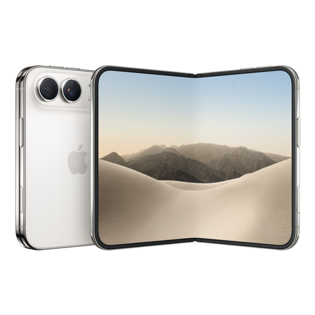 Смартфон Apple iPhone Duo Star White, 7.6" (19.30cm) OLED 120Hz + 5.4" (13.71cm) OLED 120Hz дисплей, Apple A20 Pro 6C (2x 4.93 / 4x 2.8 GHz), Dual SIM, 12GB RAM, 256GB Flash памет, 48 + 48 & 12 Mpix камери, iOS