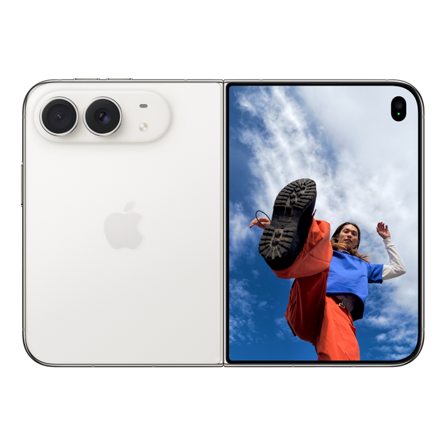 Смартфон Apple iPhone Duo Star White, 7.6" (19.30cm) OLED 120Hz + 5.4" (13.71cm) OLED 120Hz дисплей, Apple A20 Pro 6C (2x 4.93 / 4x 2.8 GHz), Dual SIM, 12GB RAM, 256GB Flash памет, 48 + 48 & 12 Mpix камери, iOS