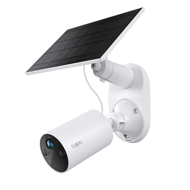 Камера IP TP-Link Tapo C410 + соларния панел Tapo A201, 3MPix (2304x1296@15fps), H.264, IR осветеност (до 15m), IP65, Wi-Fi, microSD, микрофон и говорител