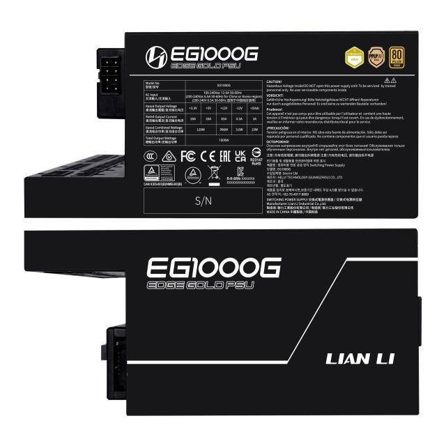 Захранване Lian Li EG1000G 1000W, Active PFC, PCIe 5.1, ATX 3.1, USB Hub included, 80 Plus Gold, Fully modular