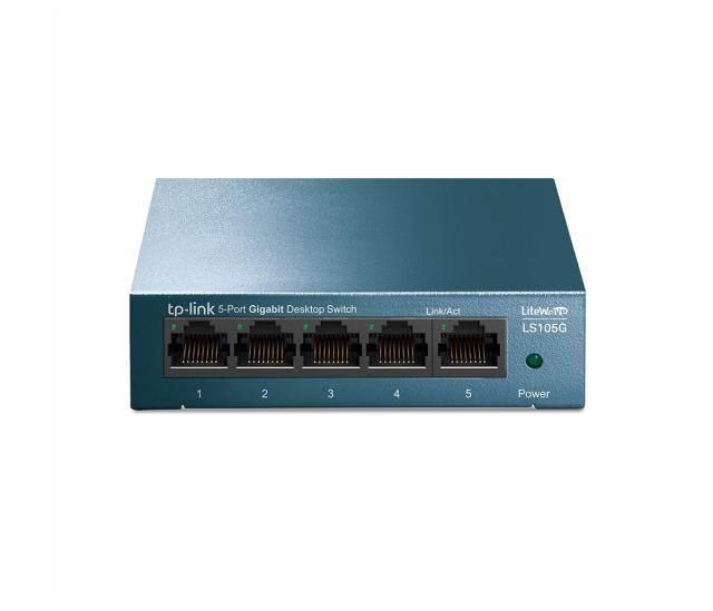 Суич TP-Link LS105G, 1000 Mbps, 5x 10/100/1000 Mbps, неуправляем, метален