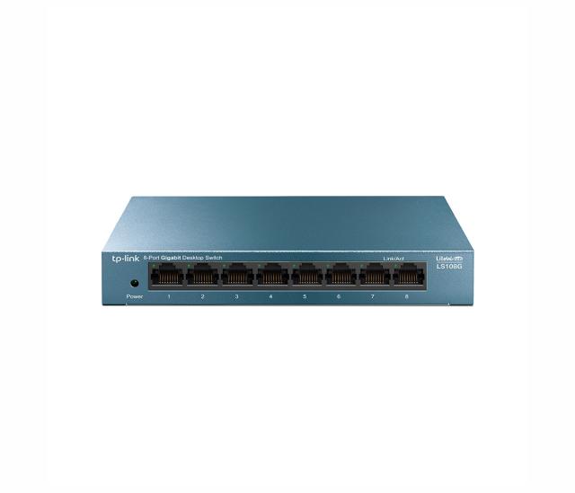 Суич TP-Link LS108G, 1000 Mbps, 8x 10/100/1000 Mbps, неуправляем, метален