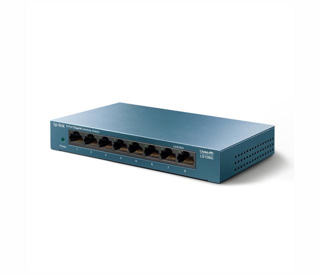 Суич TP-Link LS108G, 1000 Mbps, 8x 10/100/1000 Mbps, неуправляем, метален