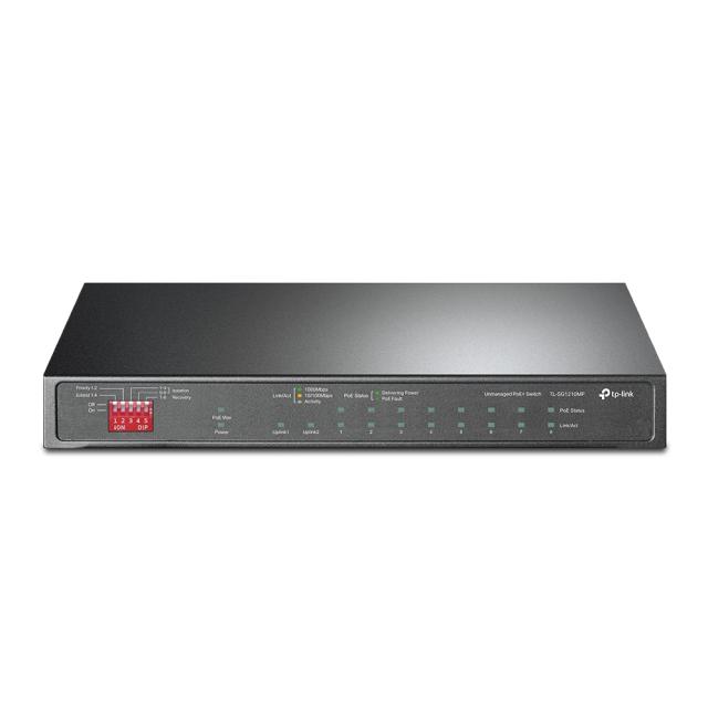 Суич TP-Link TL-SG1210MP, 1000 Mbps, 9x 10/100/1000 RJ-45 PoE+, 1x Combo SFP/RJ45 1000 Mbps