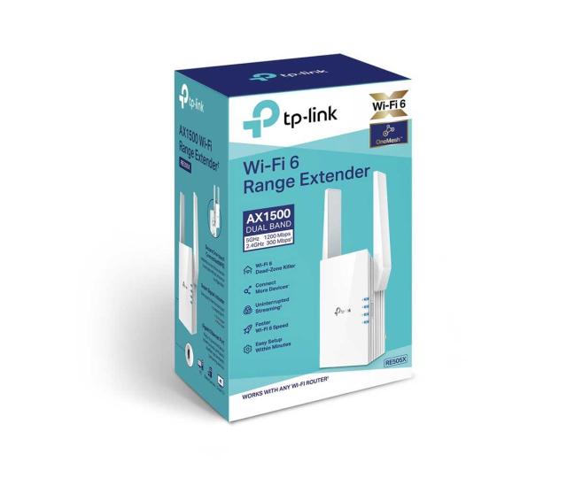 Range Extender/Репитер TP-Link RE505X, AX1500, Wi-Fi 6, 2.4GHz / 5.0GHz (300+1200Mbps), 1x 10/100/1000M
