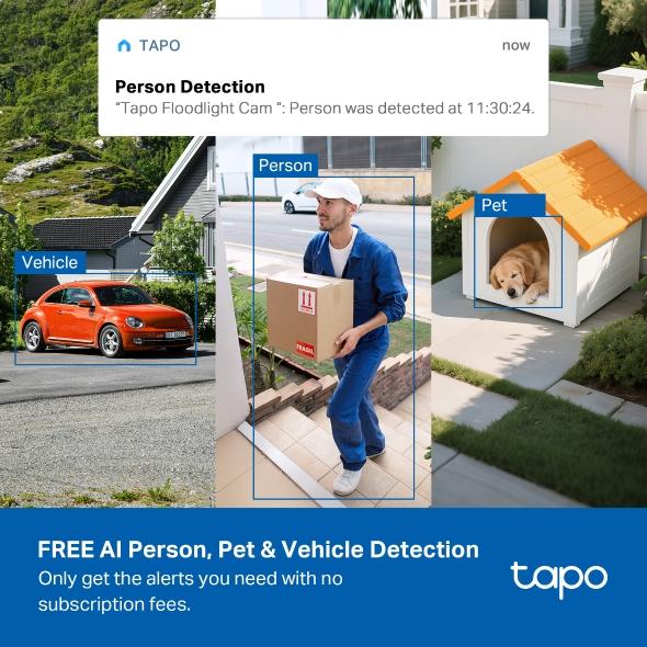 IP камера TP-Link Tapo C615F KIT с включен слънчев панел, 3MPix (2304x1296@20fps), IR осветеност (до 10m), външна IP65, Wi-Fi, microSD слот, двупосочен говорител