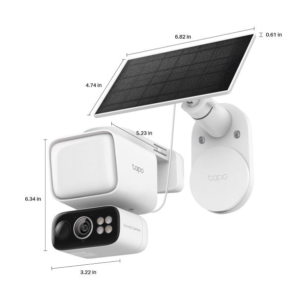 IP камера TP-Link Tapo C615F KIT с включен слънчев панел, 3MPix (2304x1296@20fps), IR осветеност (до 10m), външна IP65, Wi-Fi, microSD слот, двупосочен говорител