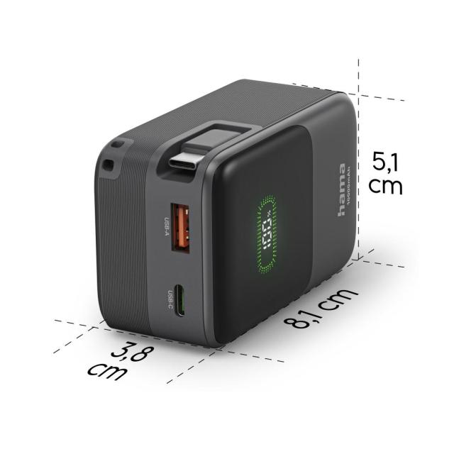 Външна батерия HAMA „Roll Up“, 10000 mAh, 20 W, USB Type-C