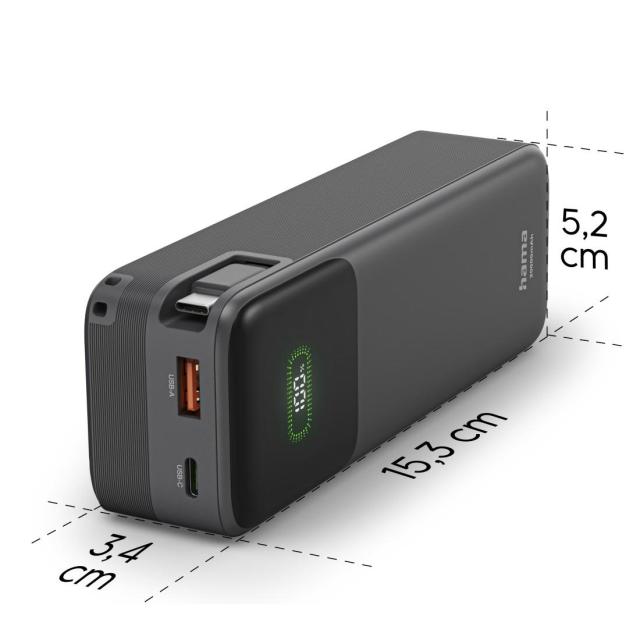 Външна батерия HAMA „Roll Up“, 20000 mAh, 45 W, USB Type-C