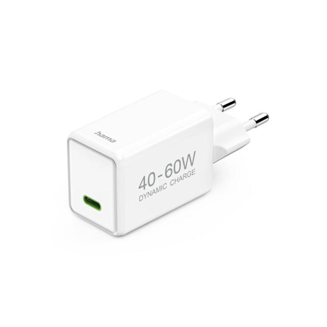 Бързо зарядно устройство HAMA 40–60 W, GaN, USB-C, PD, Dynamic Fast Charger