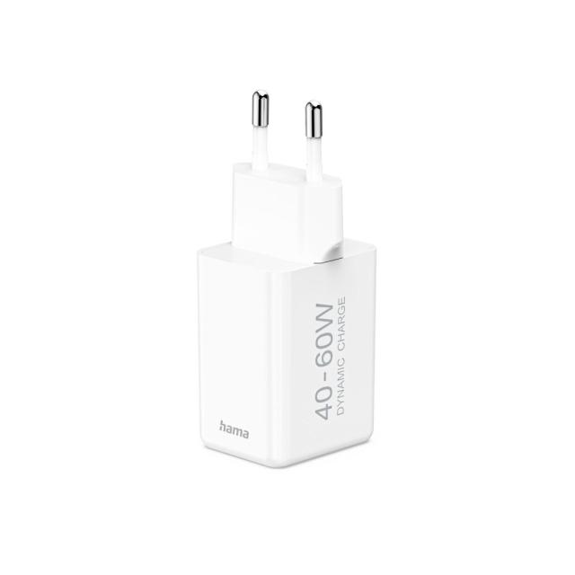 Бързо зарядно устройство HAMA 40–60 W, GaN, USB-C, PD, Dynamic Fast Charger