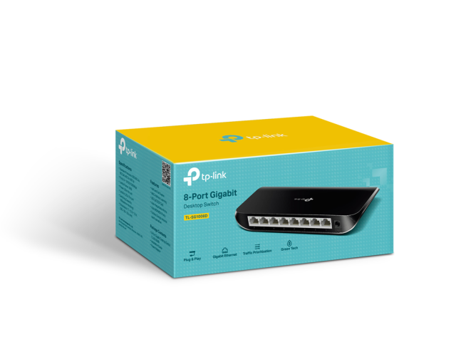 Суич TP-Link TL-SG1008D, 8x 10/100/1000 Mbps RJ45 порта, неуправляем