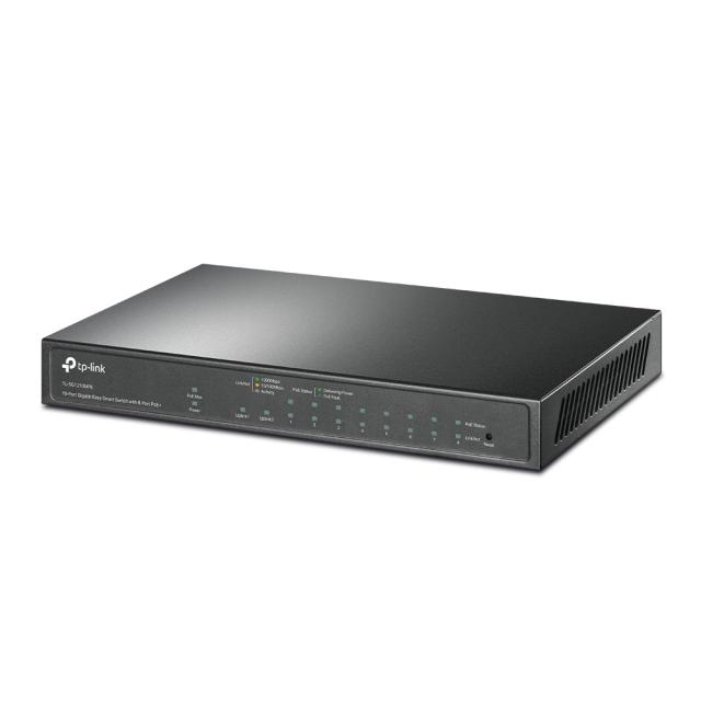 Суич TP-Link TL-SG1210MPE Easy Smart, 1000 Mbps, 10 порта, 2x 10/100/1000 RJ-45 PoE, 8x 10/100/1000 RJ-45 PoE+, 1x Combo SFP/RJ45 1000 Mbps