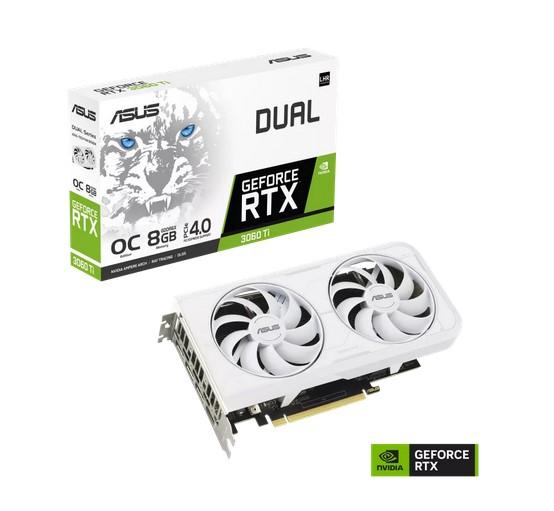 Видео карта ASUS DUAL GeForce RTX 3060 TI White OC Edition 8GB GDDR6X, 256 bit, 1xHDMI 3xDP