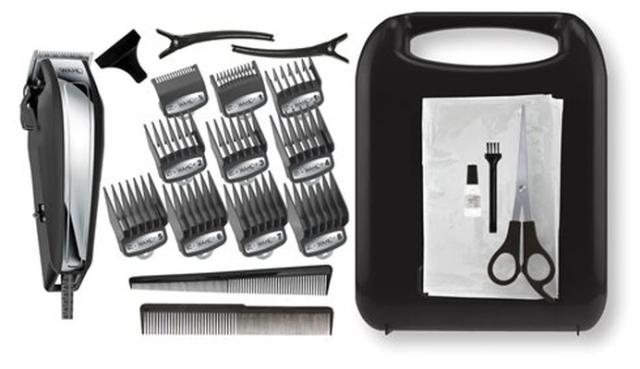 Машинка за подстригване Wahl 79520-5316, Chromepro Premium, Corded Clipper Clipper with adjustable taper lever, 21 pieces, 10 Secure fit guide combs and accessories