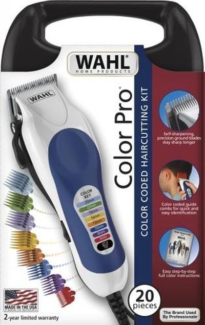 Машинка за подстригване Wahl 79300-1616, ColorPro, Corded Clipper Cutting length adjustment with taper lever, 8 colour coded guide combs and accessories