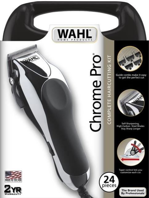 Машинка за подстригване Wahl 79524-216, ChromePro, Corded Clipper Cutting length adjustment with taper lever, Includes 13 guide combs and accessories