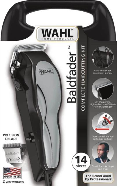 Машинка за подстригване Wahl 79111-516, Baldfader, Corded Clipper 14 piece haircutting kit, Includes taper lever, 7 guide combs and accessories