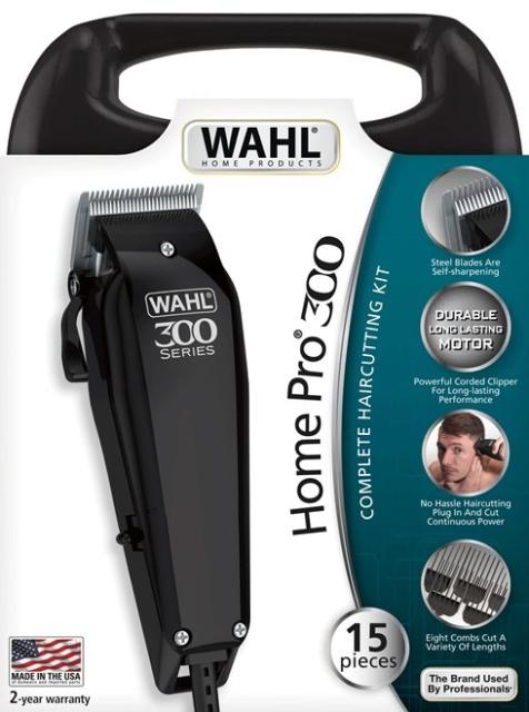 Машинка за подстригване Wahl 09247-1316, HomePro 300, Corded Clipper Cutting length adjustment with taper lever, Includes 8 guide combs and accessories