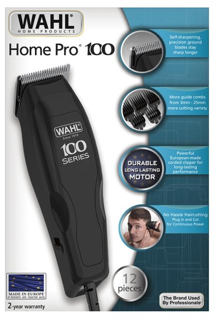 Машинка за подстригване Wahl 1395.046, HomePro 100, Corded Clipper, 12 piece haircutting kit, 8 guide combs, storage pouch and accessories