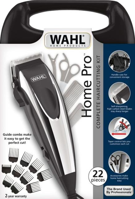 Машинка за подстригване Wahl 09243-2616, HomePro Clipper, Corded Clipper 22-Piece Haircutting Kit, Including taper lever, 10 guide combs and accessories