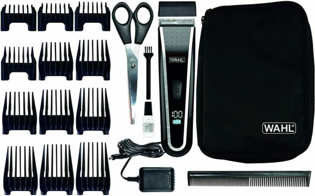 Машинка за подстригване Wahl 1902.0465, Lilthium Pro LCD 1902, Lithium Ion Clipper 8 attachment combs, scissors, and LED charge indicator