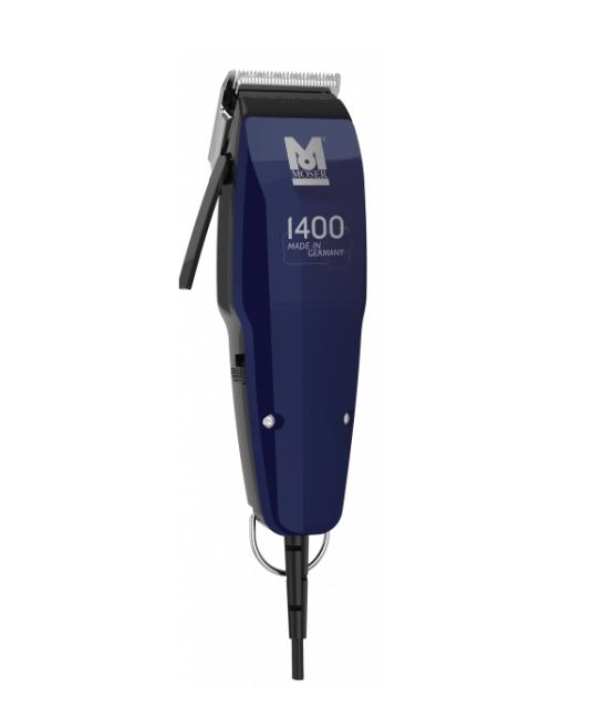 Машинка за подстригване Moser 1406-0452, 1400 Blue edition, Corded Clipper Made in Germany Adjustable lever with 5 lockable positions, 5-pos. guide comb & 14 mm comb, scissor, comb, extra oil