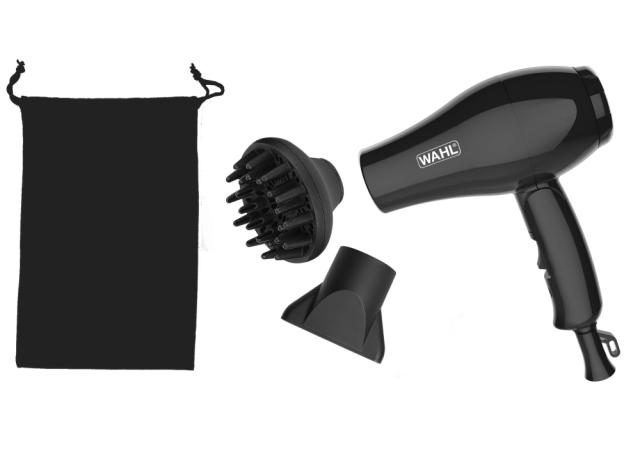 Сешоар Wahl 3402-0470, Foldable travel dryer, 1000 Watt. Compact and lightweight. Including 2 nozzles and pouch