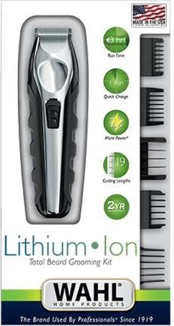 Тример Wahl 09888-1316 Lithium Ion Trimmer, 3 beard combs, 8 hair combs, 6 position guide for trimmer, reversible guide comb